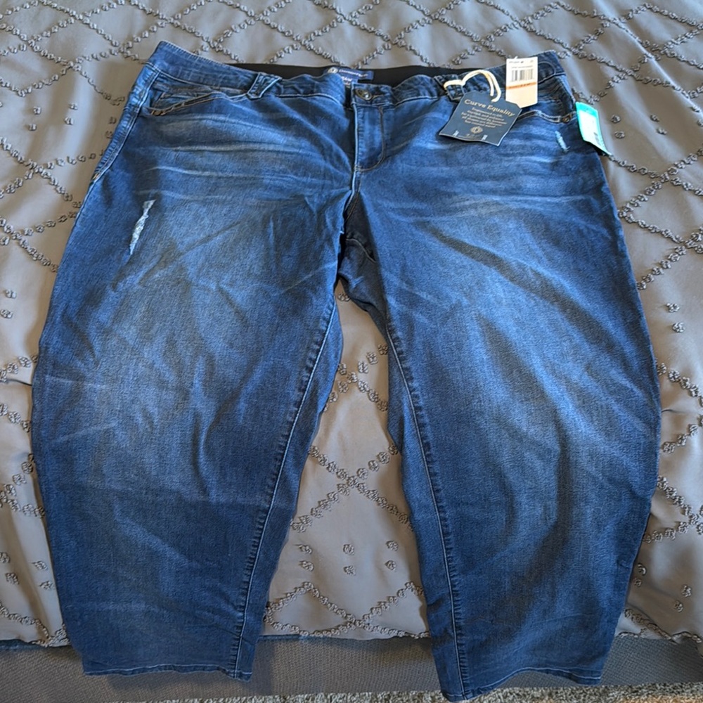 Democracy Blue Straight Leg Jeans with Natural Fading